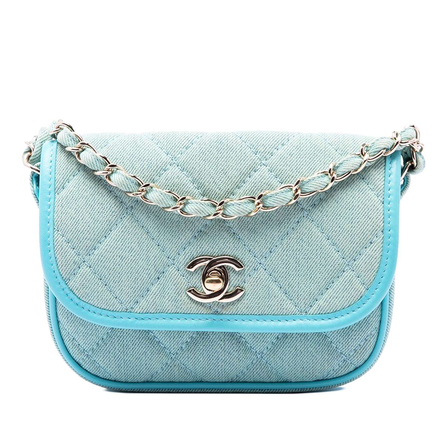 Chanel Mini CC Quilted Denim Messenger Flap