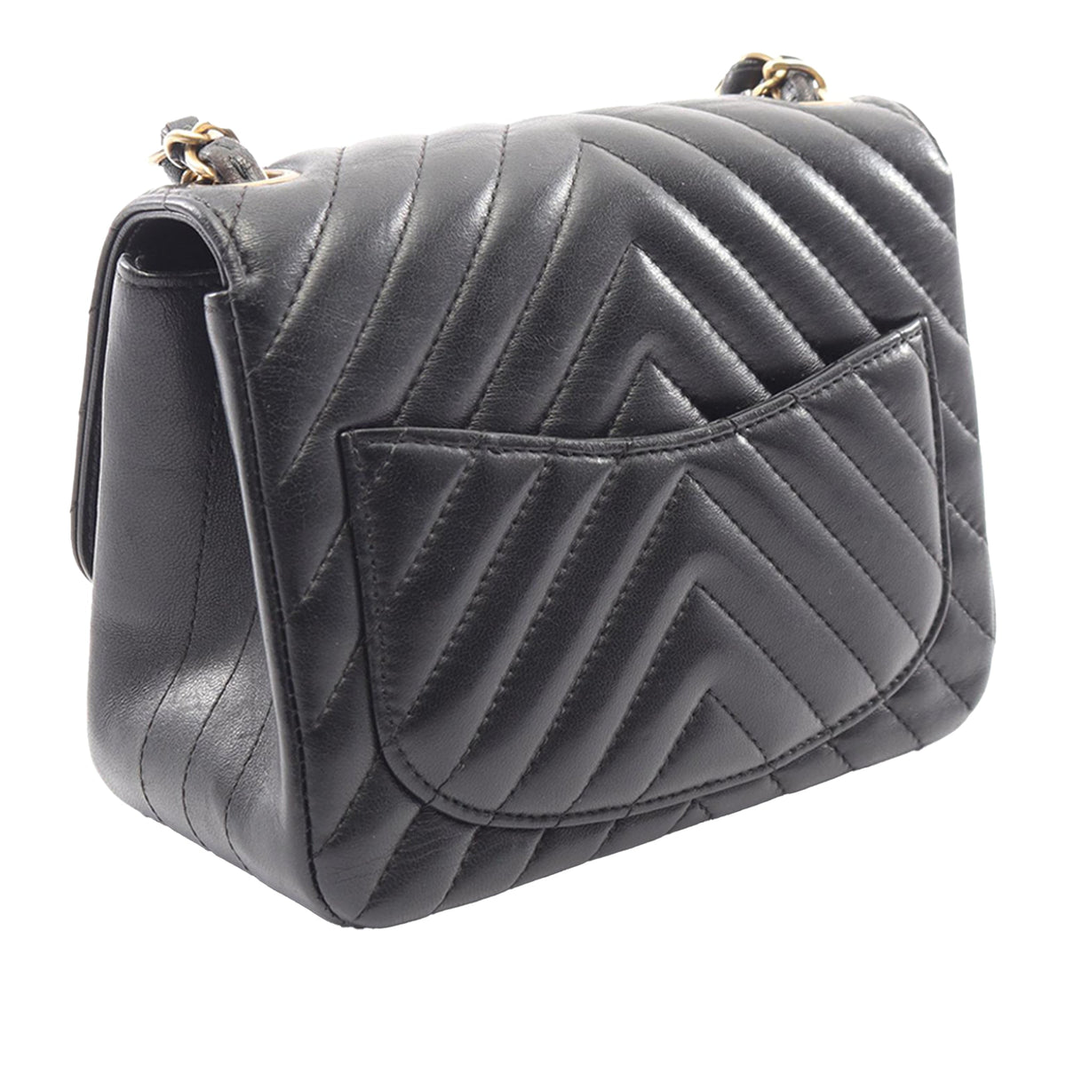 Chanel Mini Square Classic Chevron Lambskin Single Flap