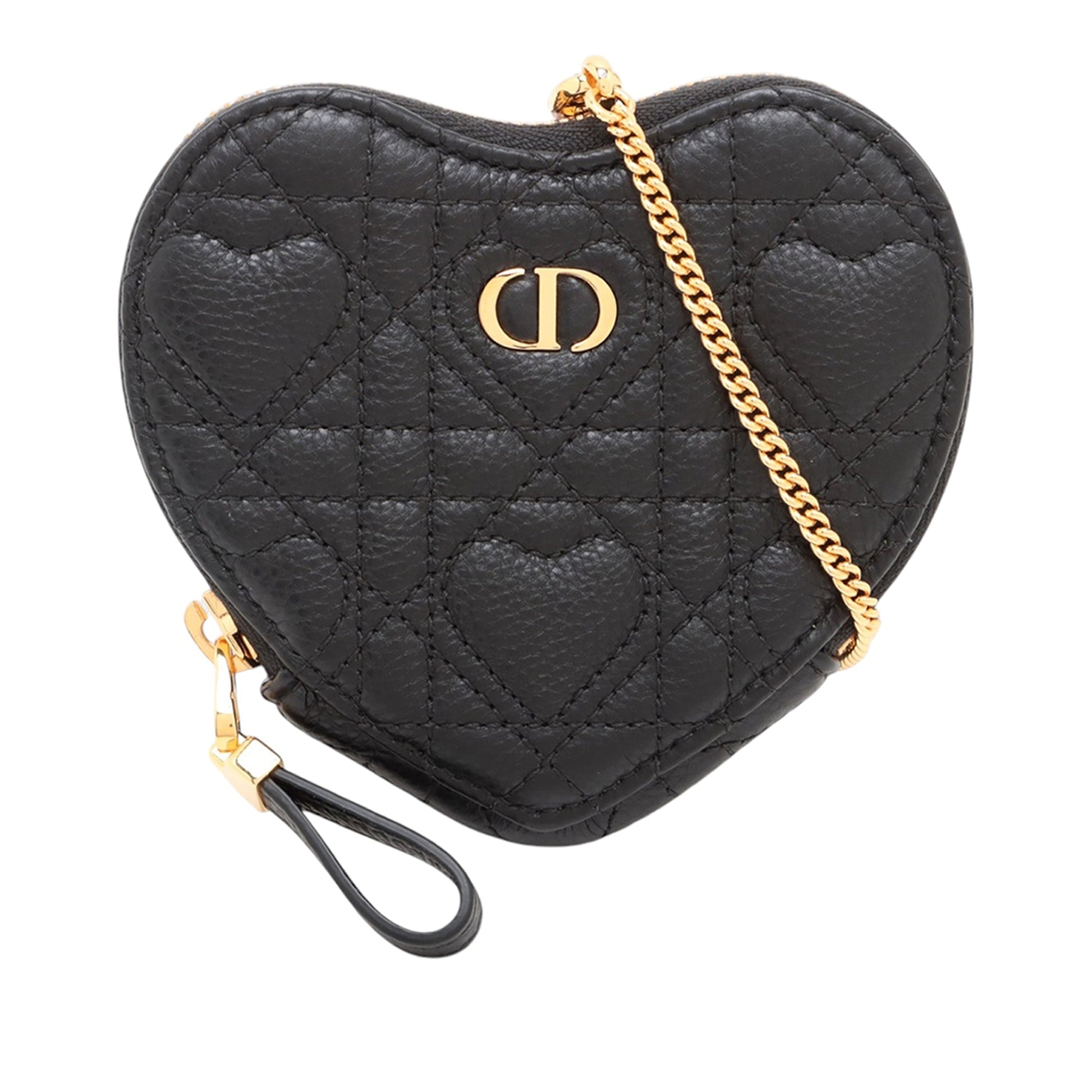 Dior DiorAmour Calfskin Cannage Caro Heart Pouch With Chain