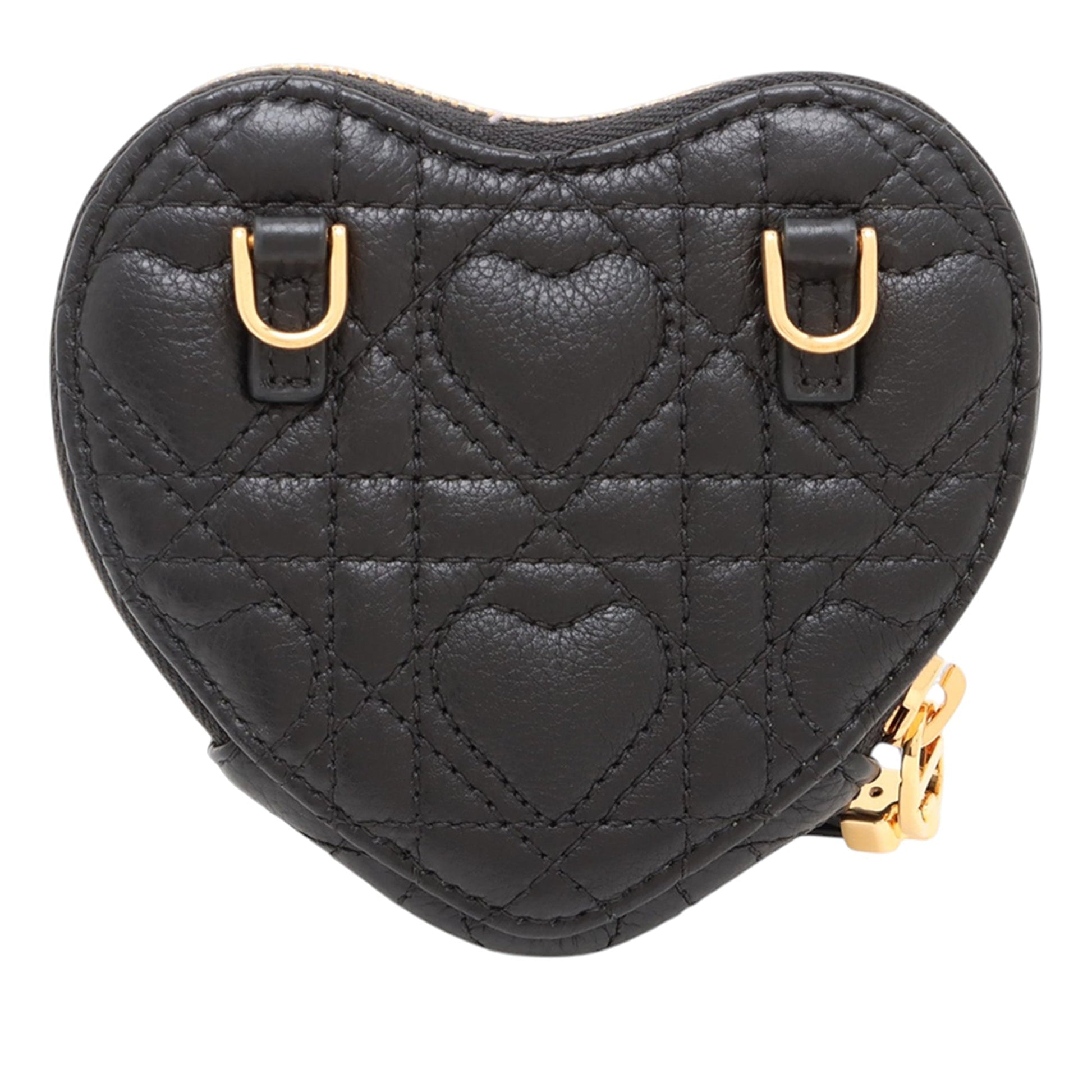 Dior DiorAmour Calfskin Cannage Caro Heart Pouch With Chain