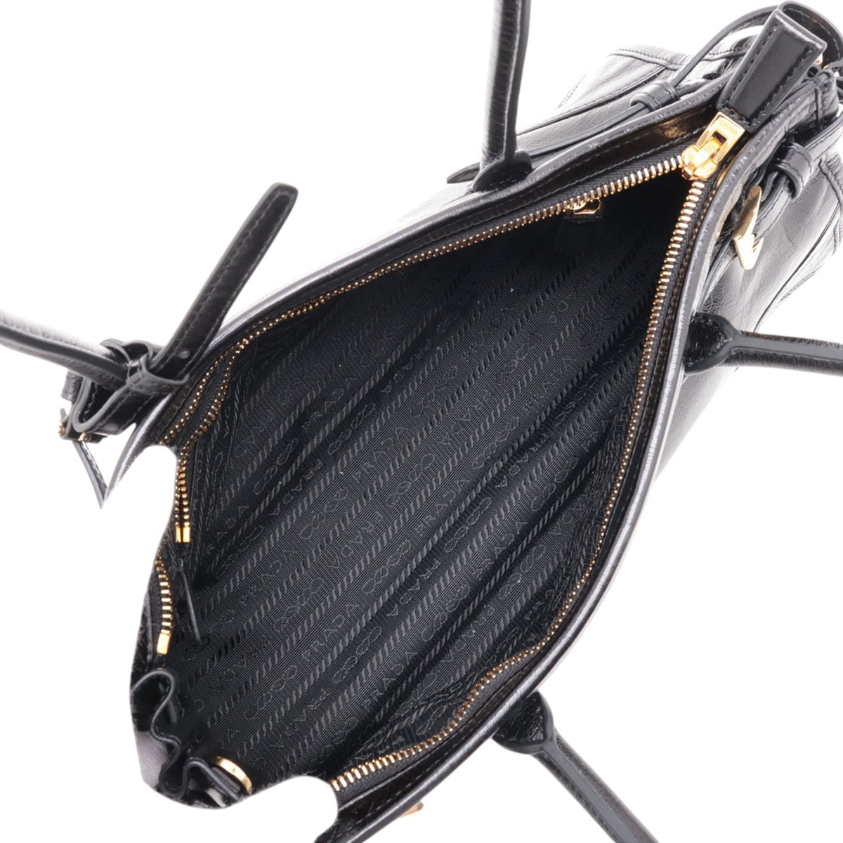 Prada Medium Glossy Calfskin Bonnie Satchel — Black