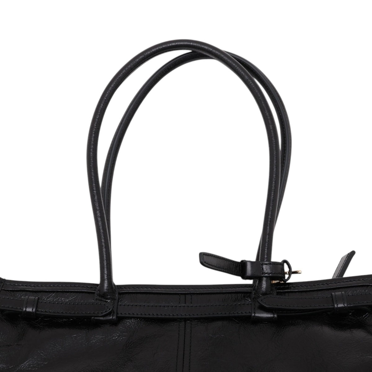 Prada Medium Glossy Calfskin Bonnie Satchel — Black