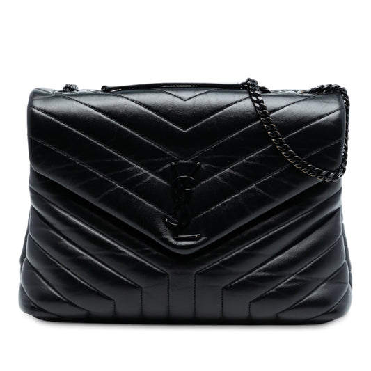 Saint Laurent Medium Matelasse Calfskin Monogram Monochrome LouLou Shoulder Bag