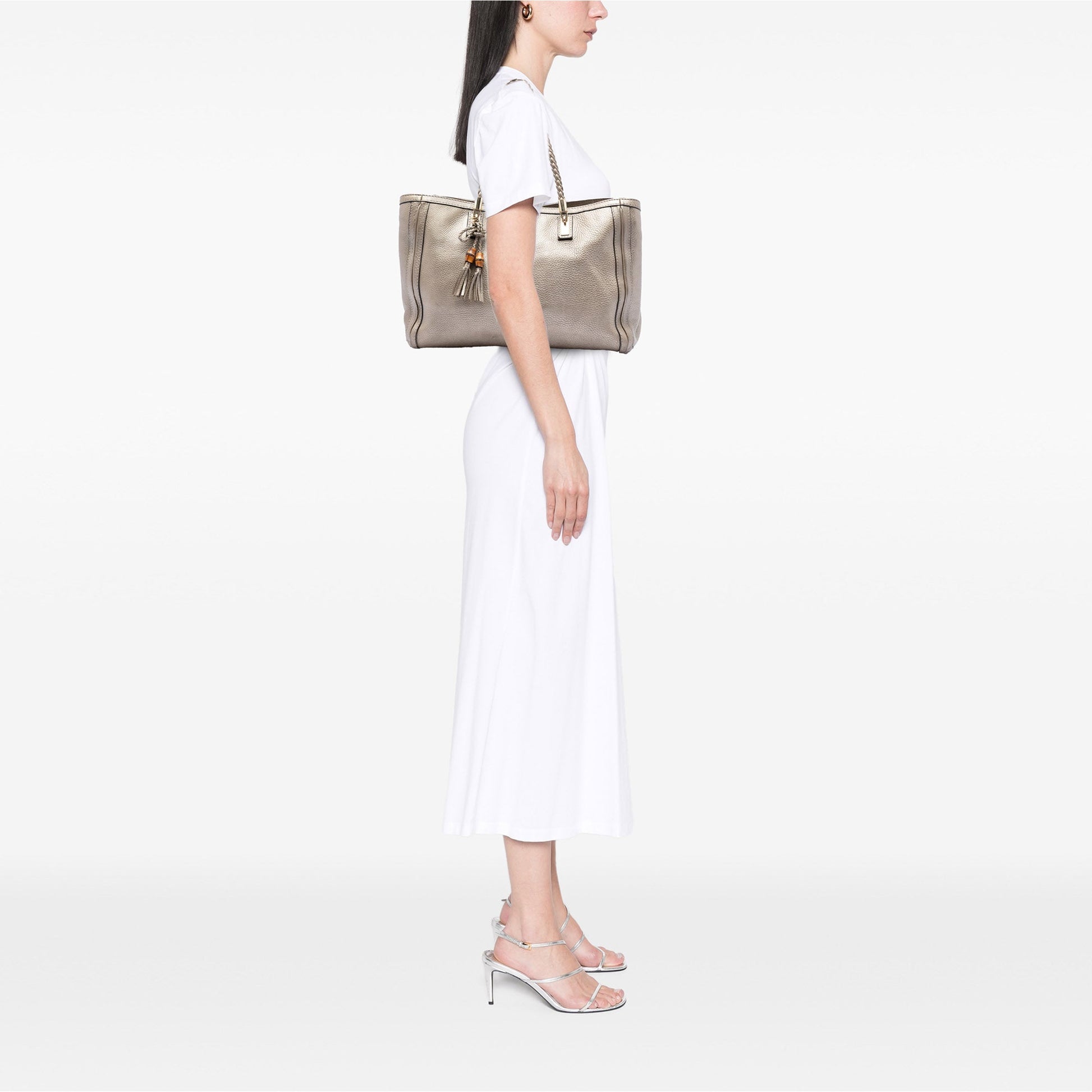 Metallic Grained Leather Bella Tote