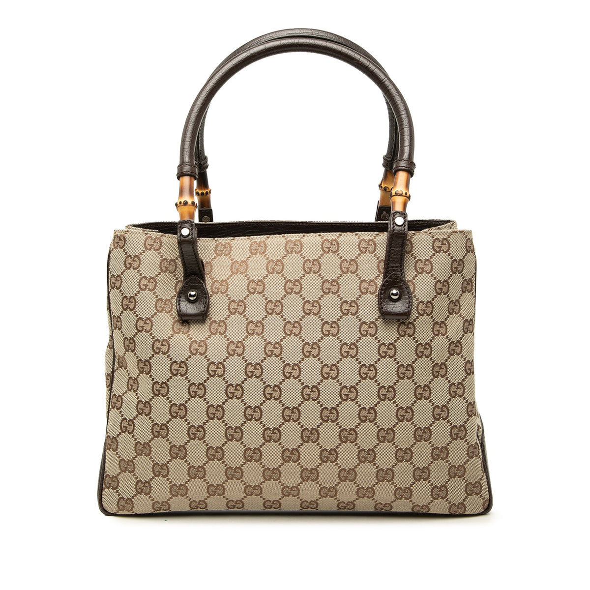 Gucci GG Canvas Bamboo Tote — Beige