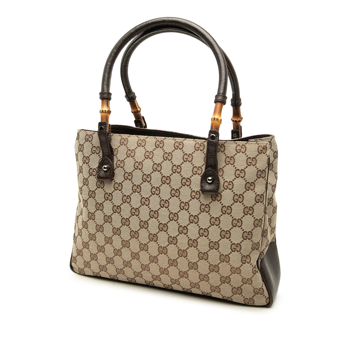 Gucci GG Canvas Bamboo Tote — Beige