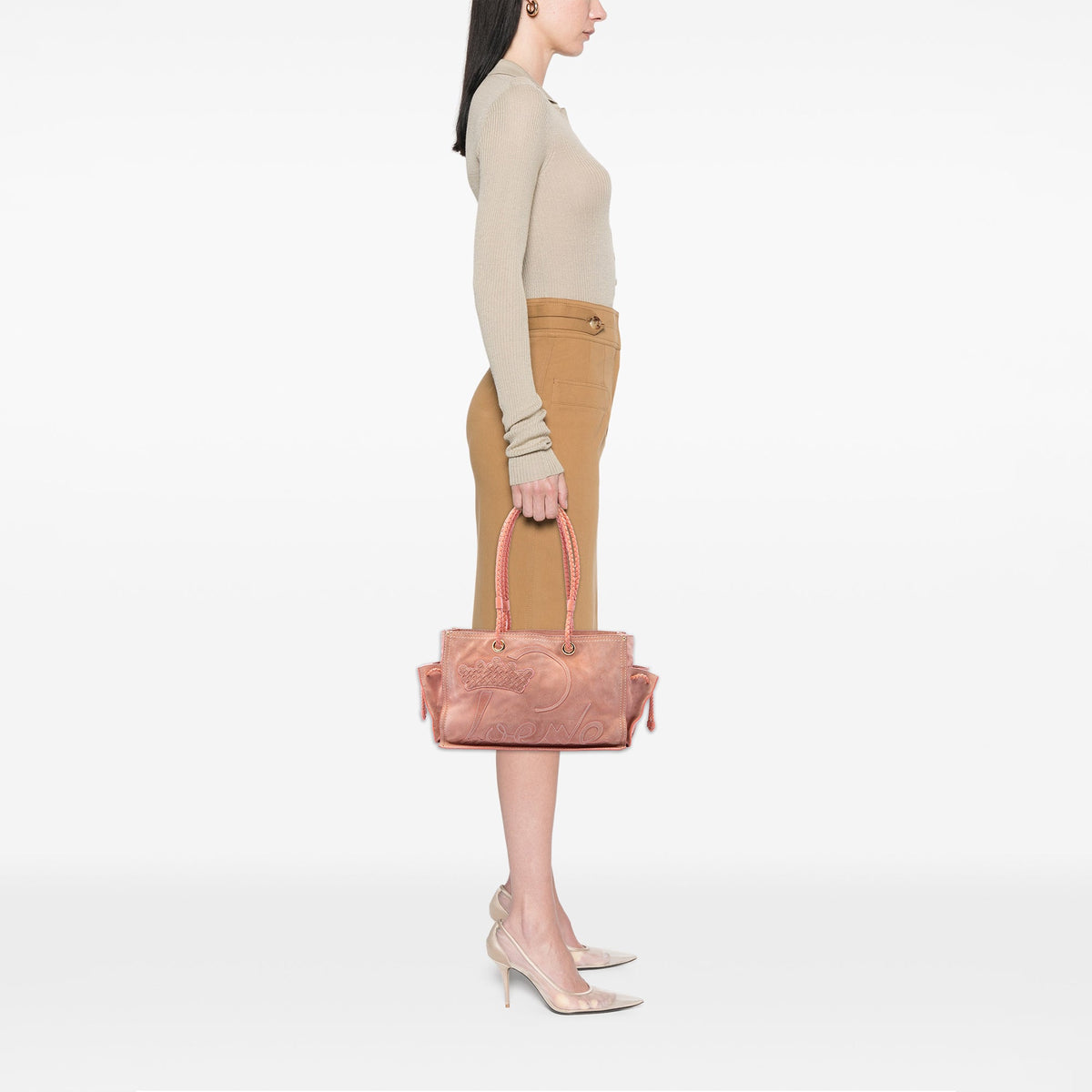 LOEWE Suede Crown Logo Shopper Tote