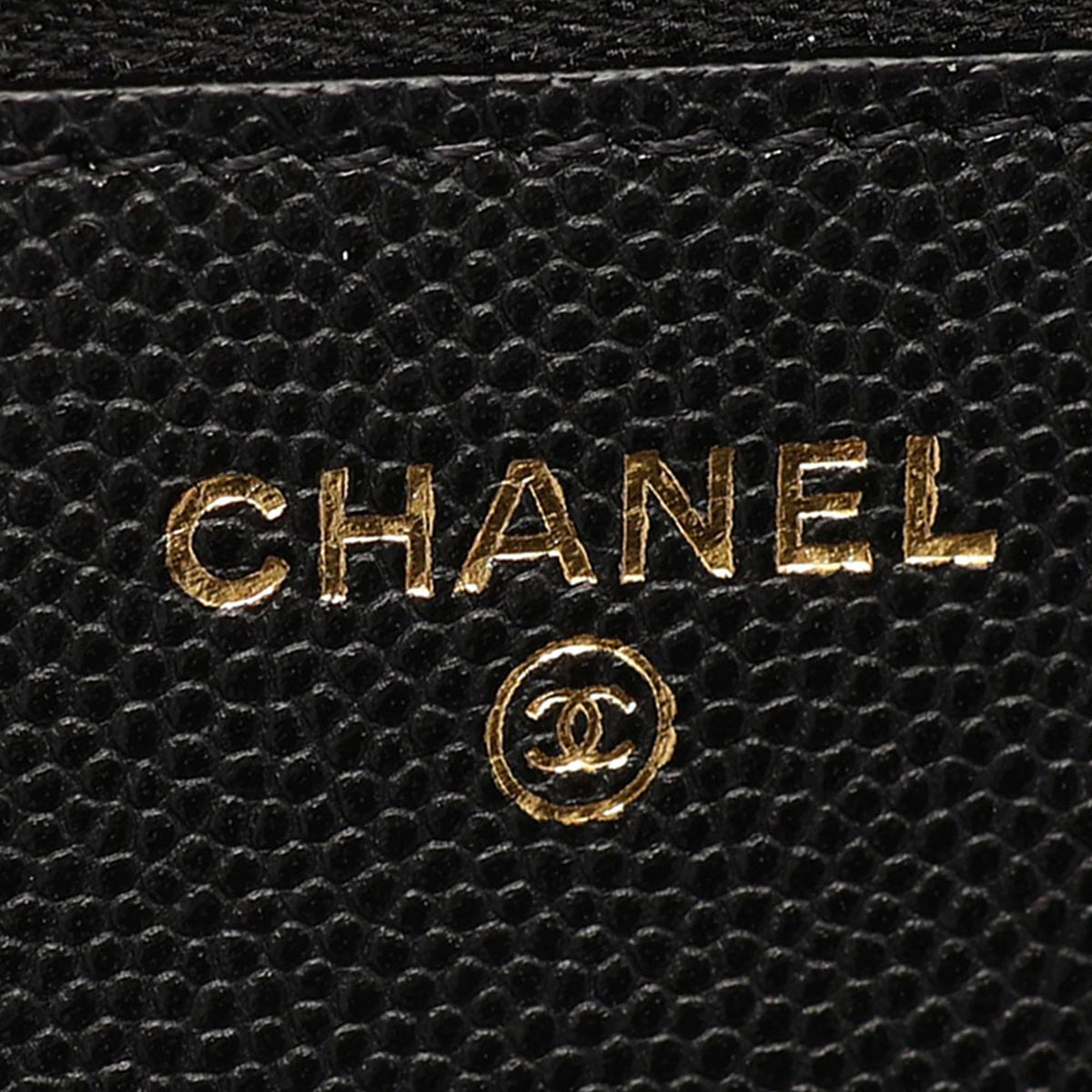 Chanel CC Quilted Caviar Wallet on Chain — Black