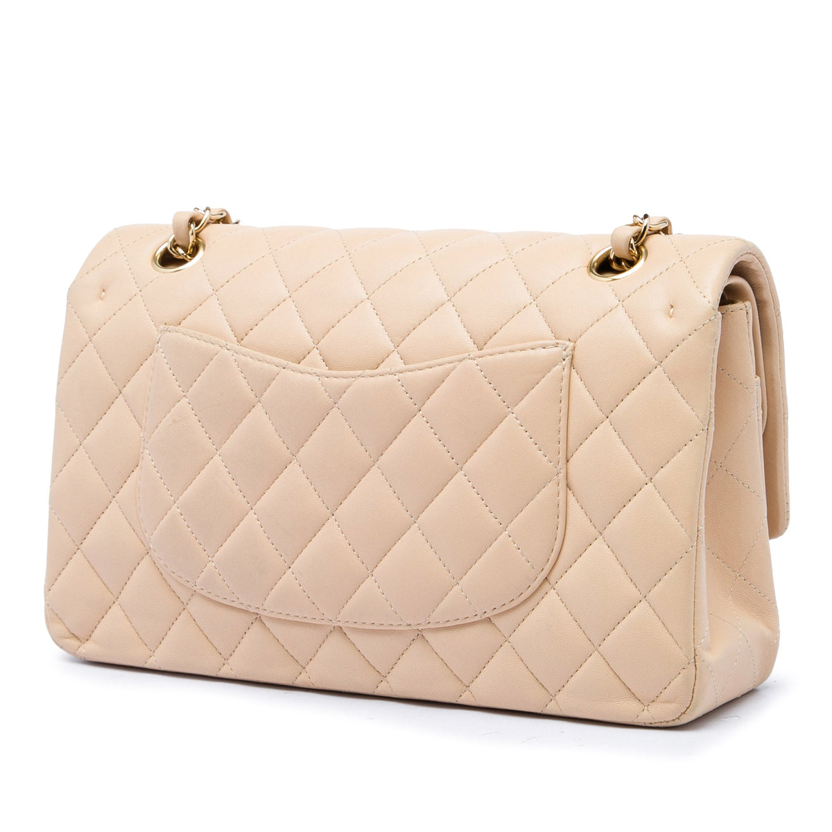 Chanel Medium Classic Lambskin Double Flap — Beige