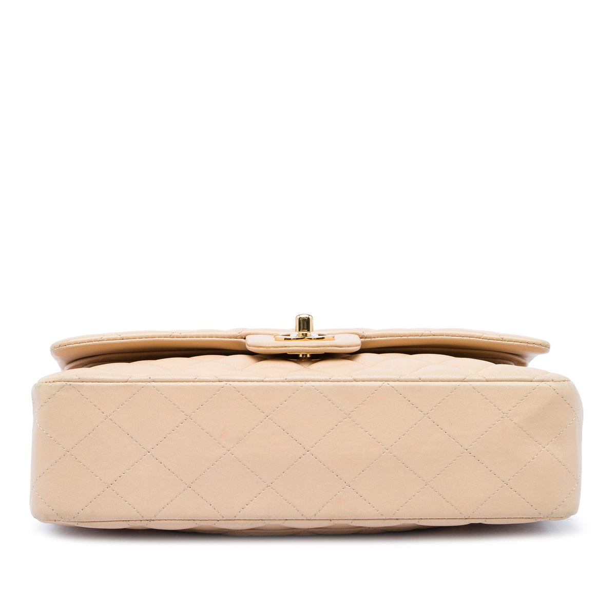 Chanel Medium Classic Lambskin Double Flap — Beige