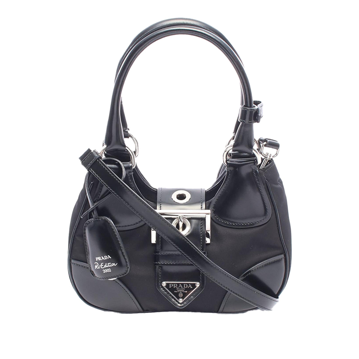 Prada Re Nylon and Shiny Calfskin Re Edition 2002 Moon Satchel