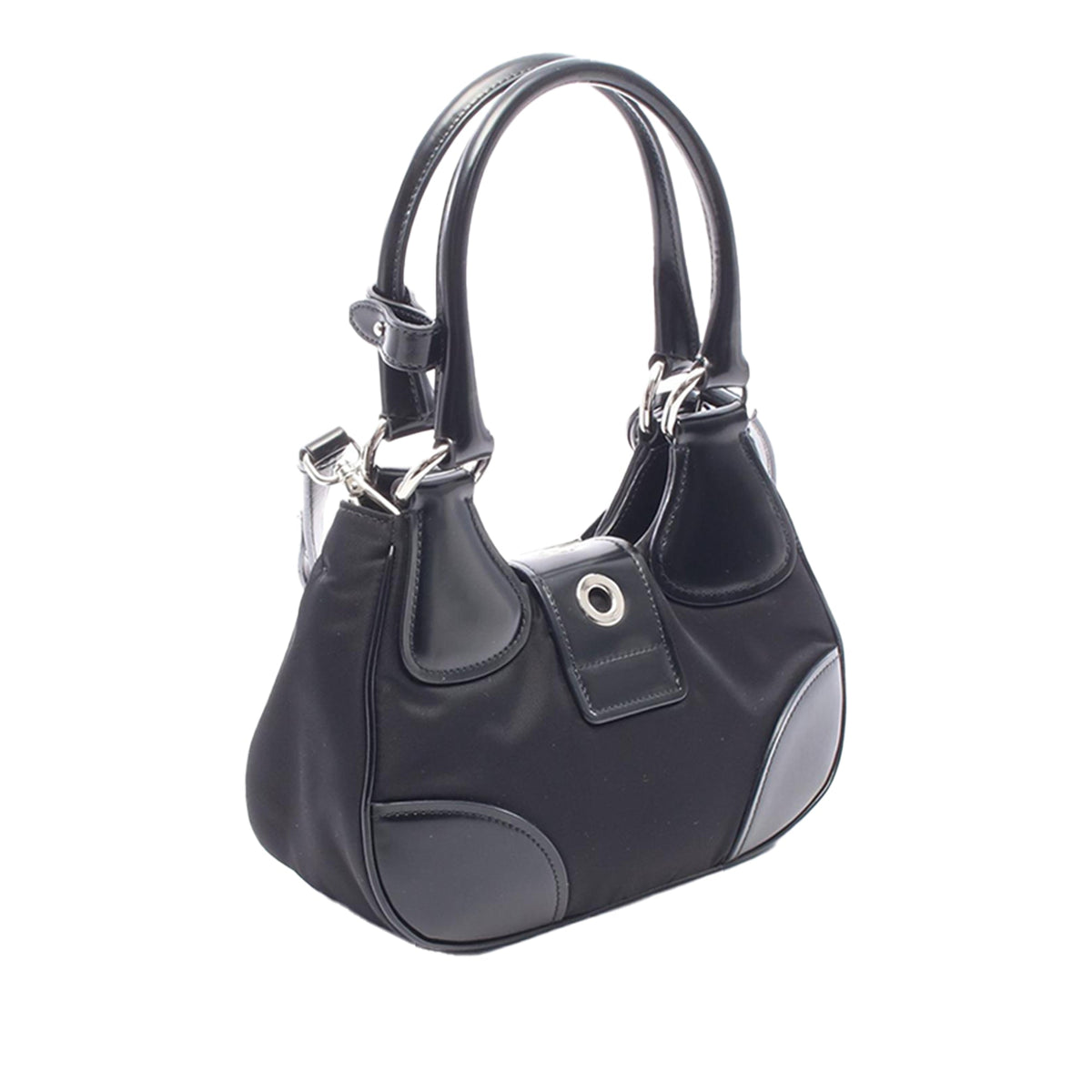 Prada Re Nylon and Shiny Calfskin Re Edition 2002 Moon Satchel