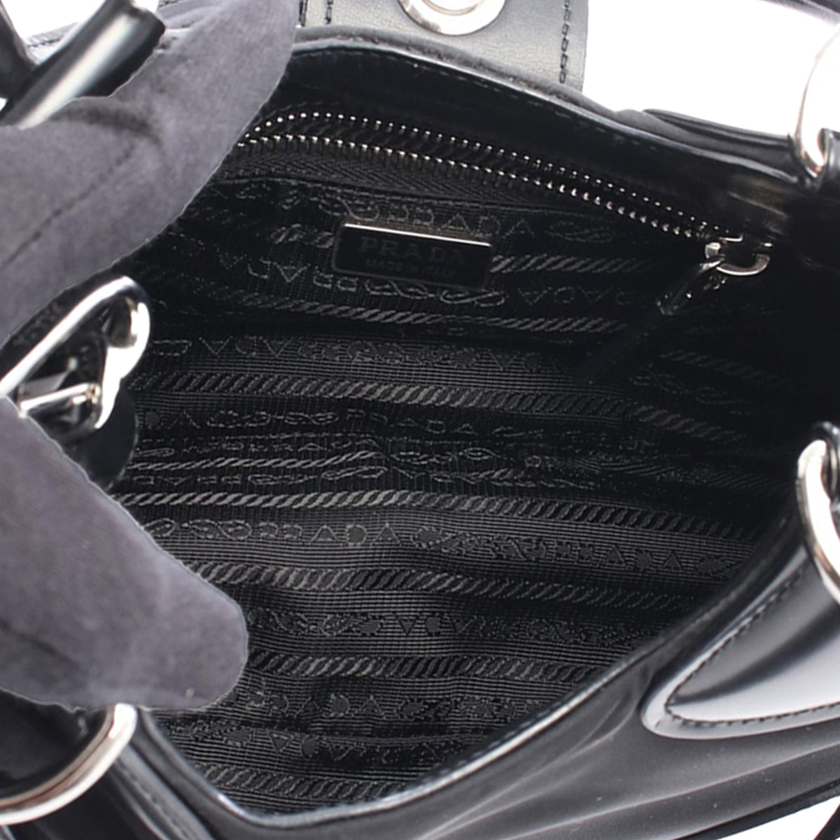 Prada Re Nylon and Shiny Calfskin Re Edition 2002 Moon Satchel