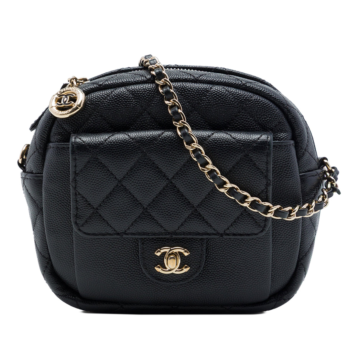 Chanel CC Quilted Caviar Day Camera Bag — Black