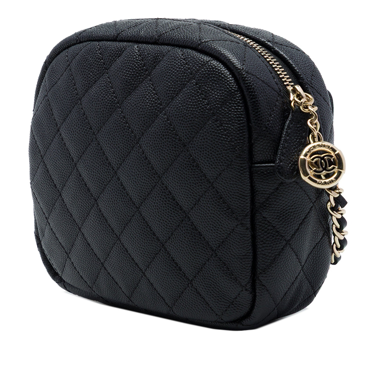 Chanel CC Quilted Caviar Day Camera Bag — Black