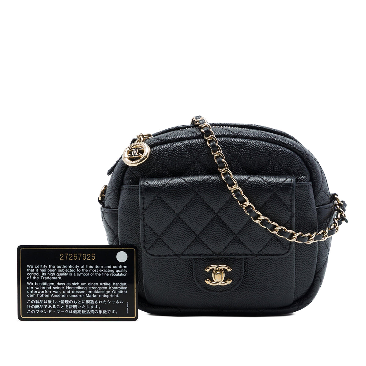 Chanel CC Quilted Caviar Day Camera Bag — Black
