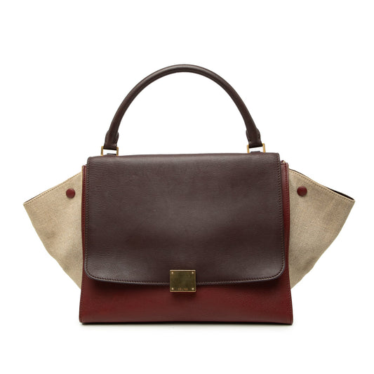 Celine Medium Tricolor Leather Trapeze Satchel