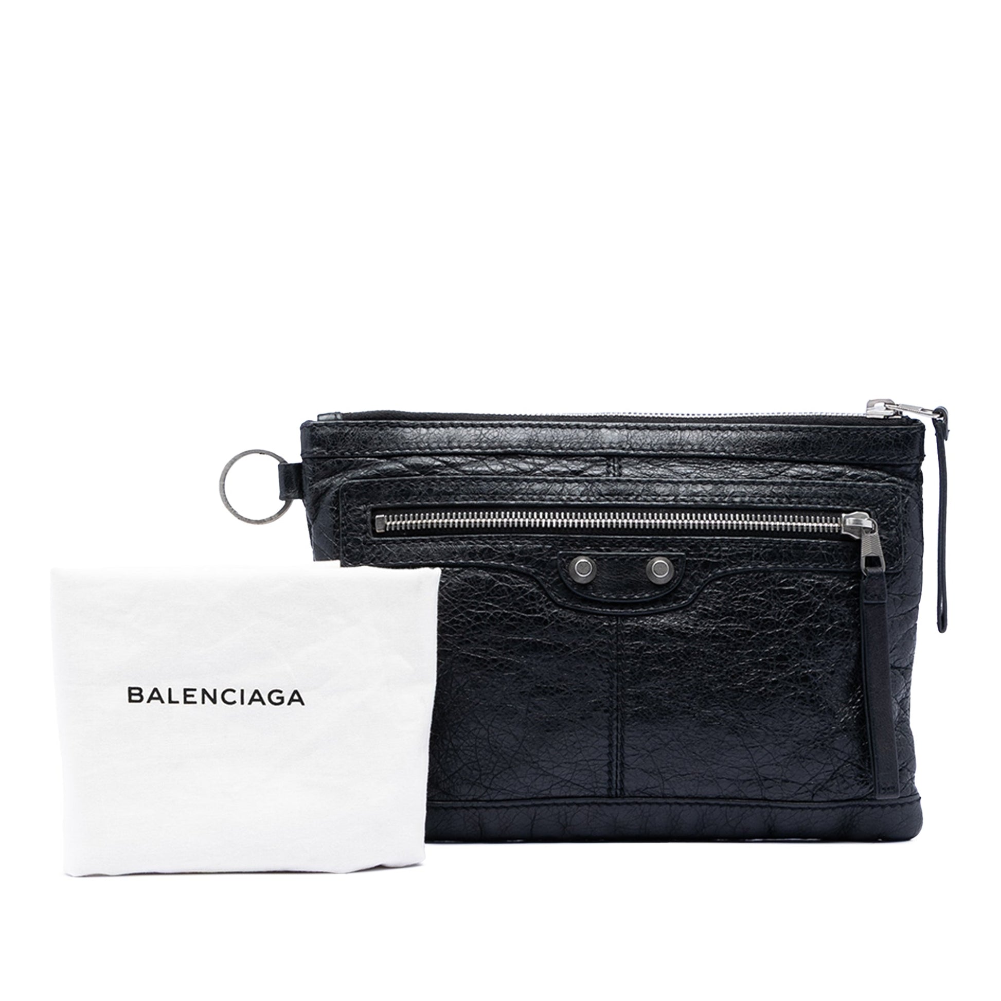 Balenciaga Lambskin Motocross Classic Clip S Clutch