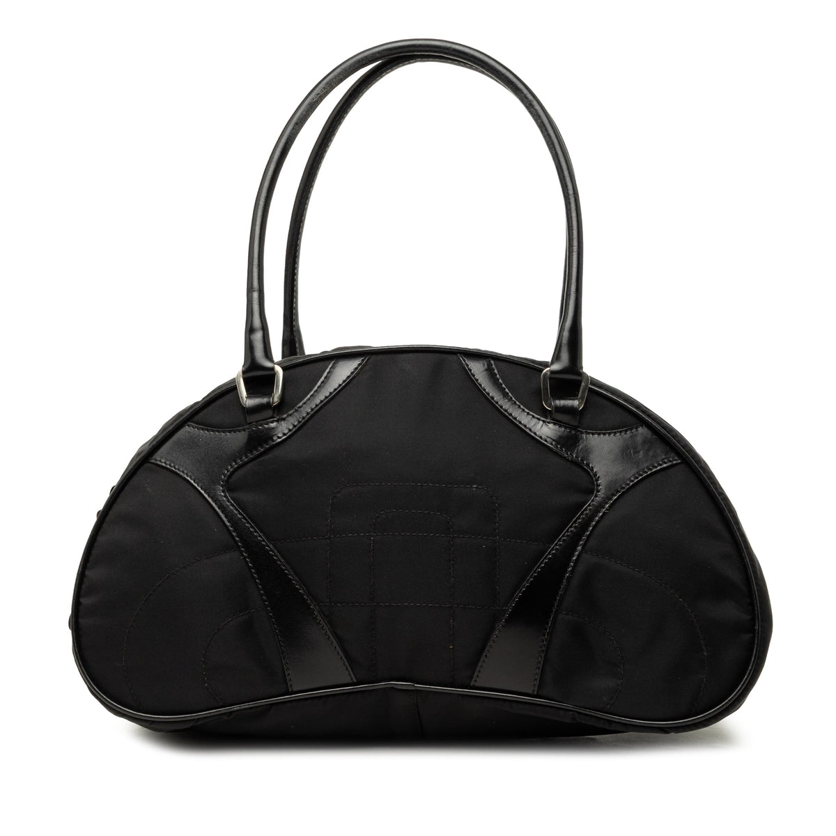 Prada Vitello Drive Trimmed Tessuto Bowler Bag