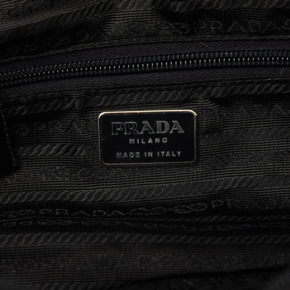Prada Vitello Drive Trimmed Tessuto Bowler Bag