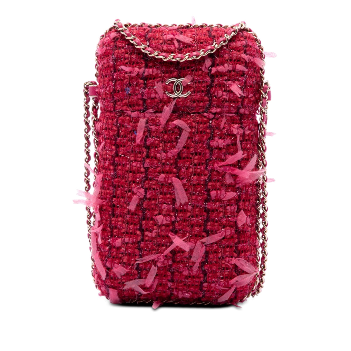 Chanel Tweed Chain Around Phone Holder