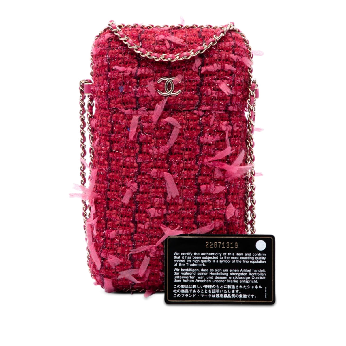 Chanel Tweed Chain Around Phone Holder