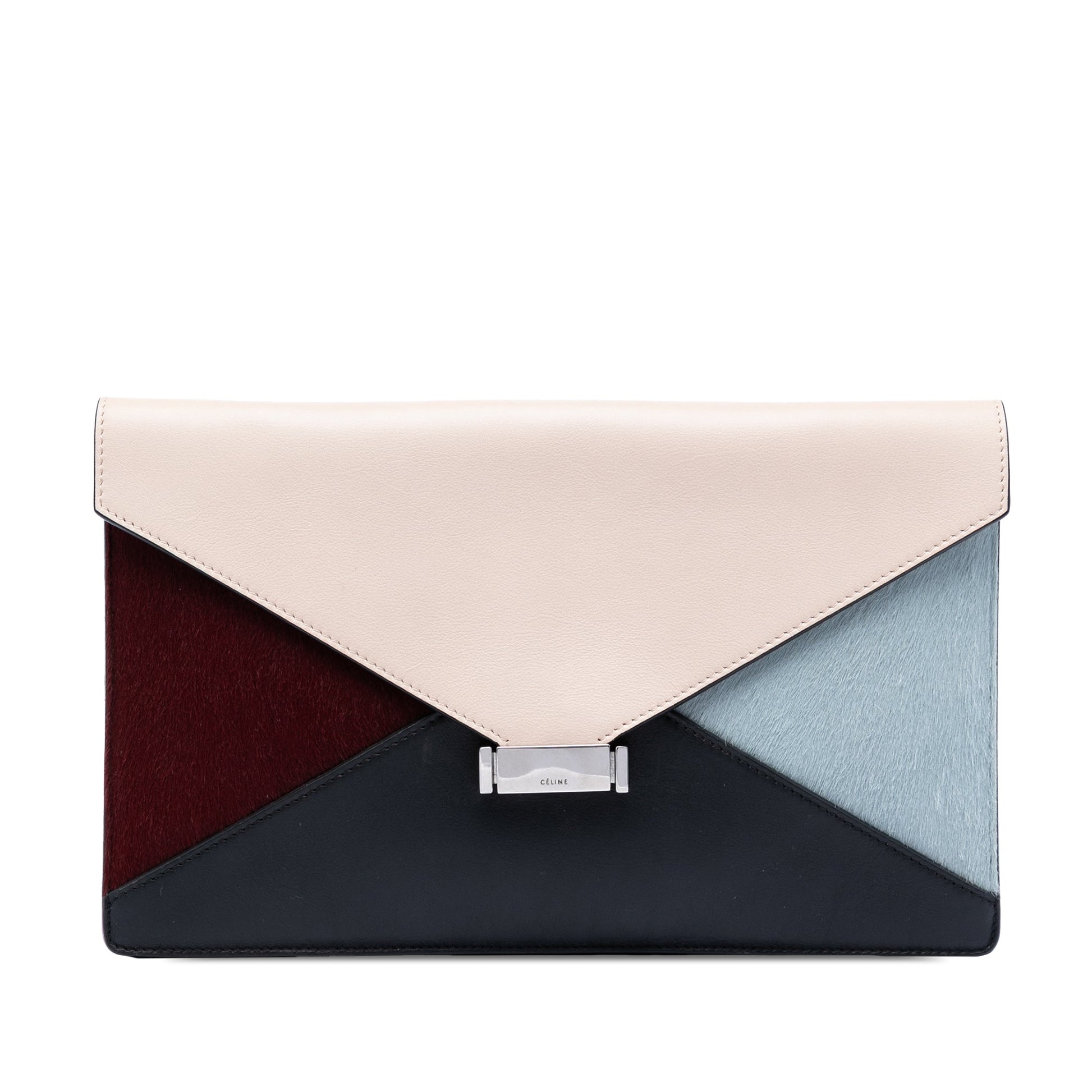 Celine Calfskin and Pony Hair Diamond Clutch