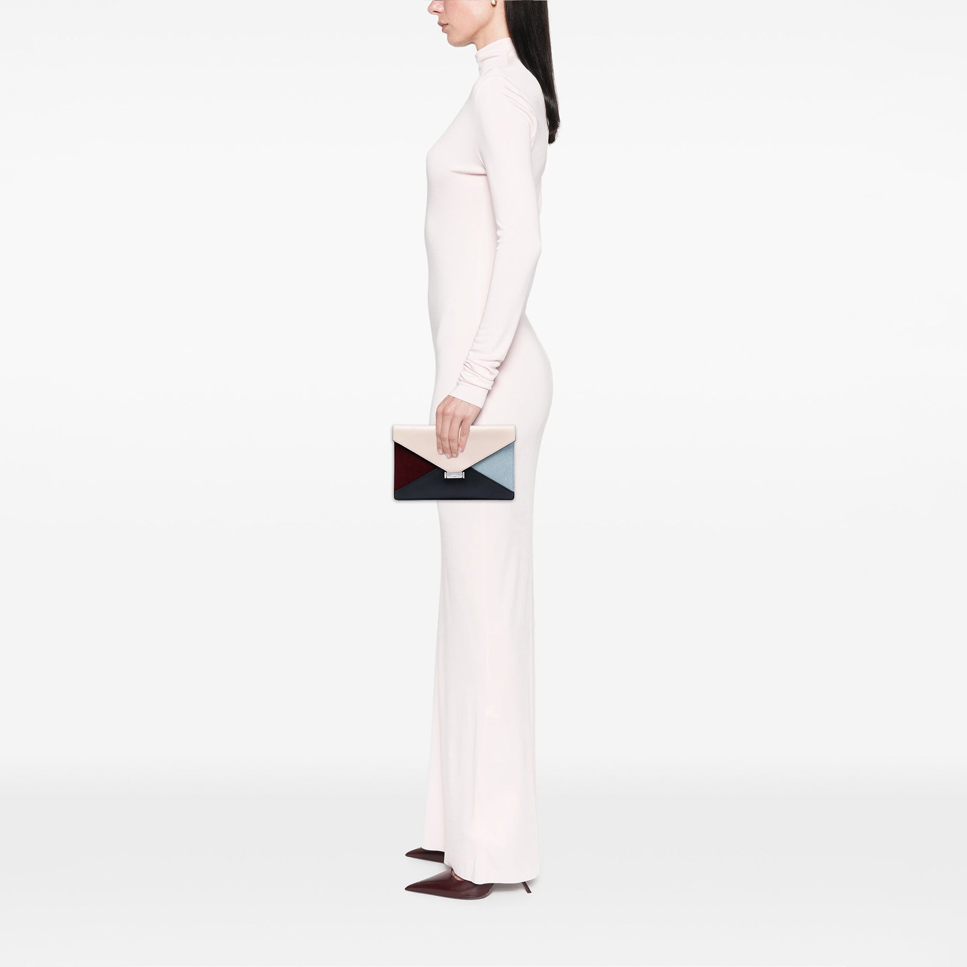 Celine Calfskin and Pony Hair Diamond Clutch