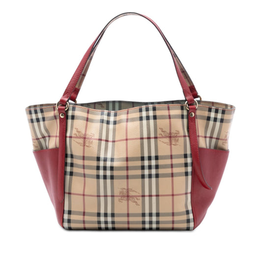 Small Leather Trimmed Haymarket Check Coated Canvas Canterbury Tote