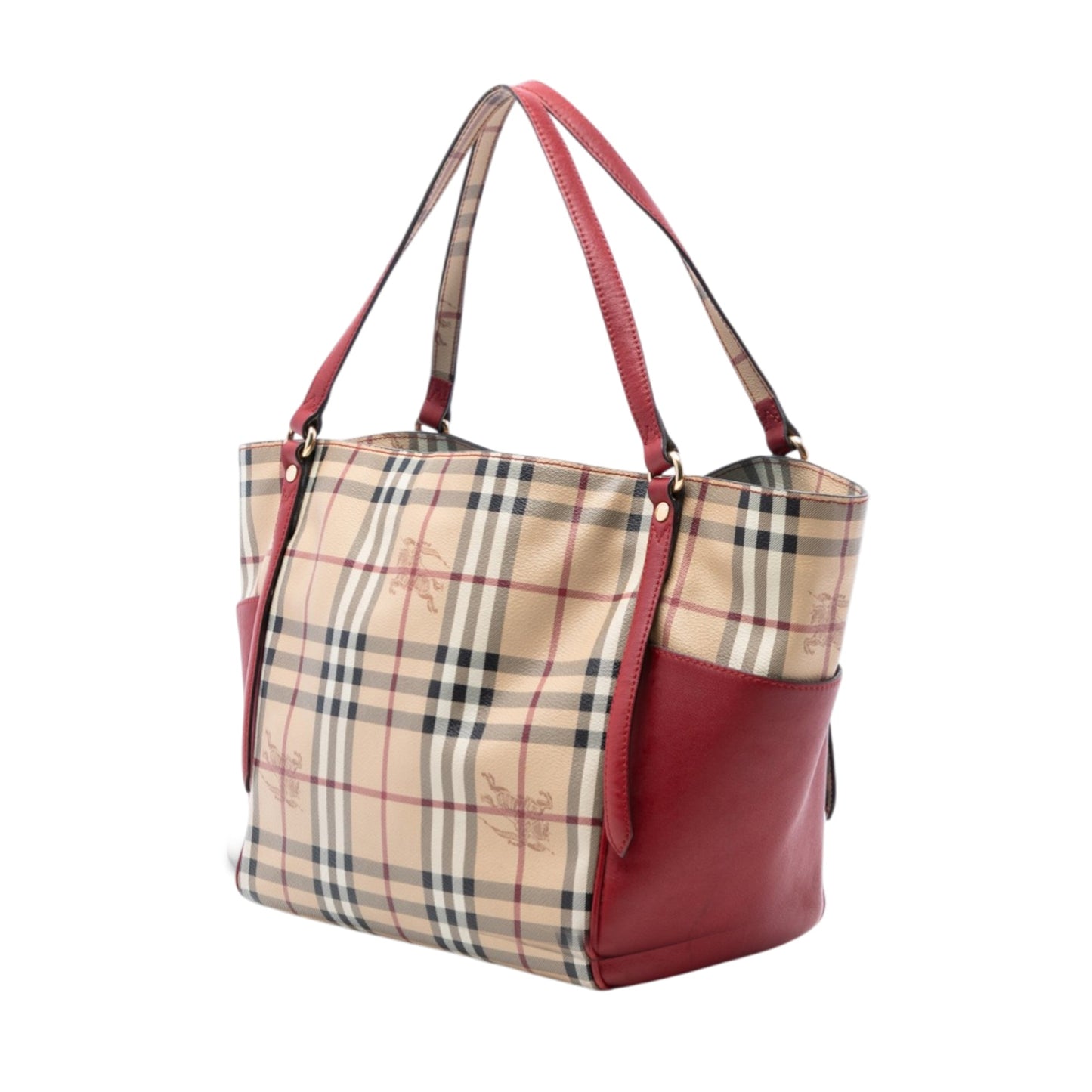 Small Leather Trimmed Haymarket Check Coated Canvas Canterbury Tote