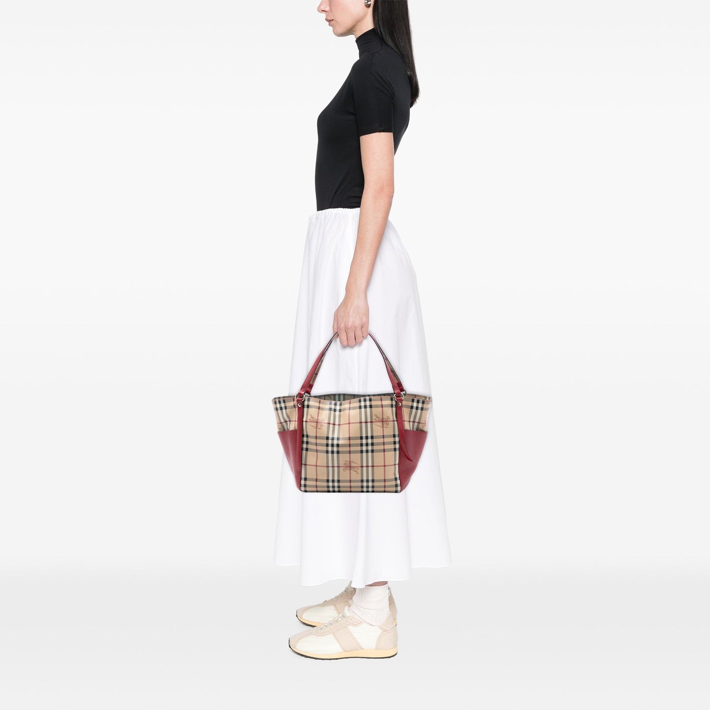 Small Leather Trimmed Haymarket Check Coated Canvas Canterbury Tote
