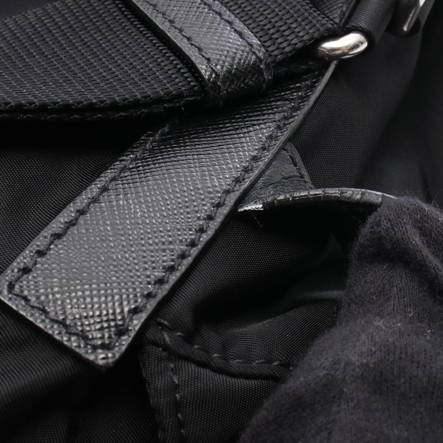 Prada Saffiano Trimmed Tessuto Backpack