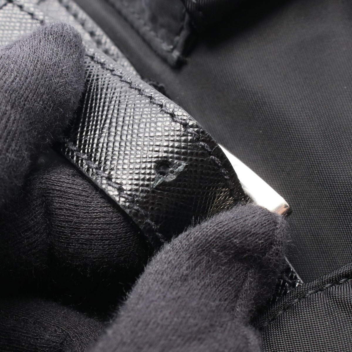 Prada Saffiano Trimmed Tessuto Backpack