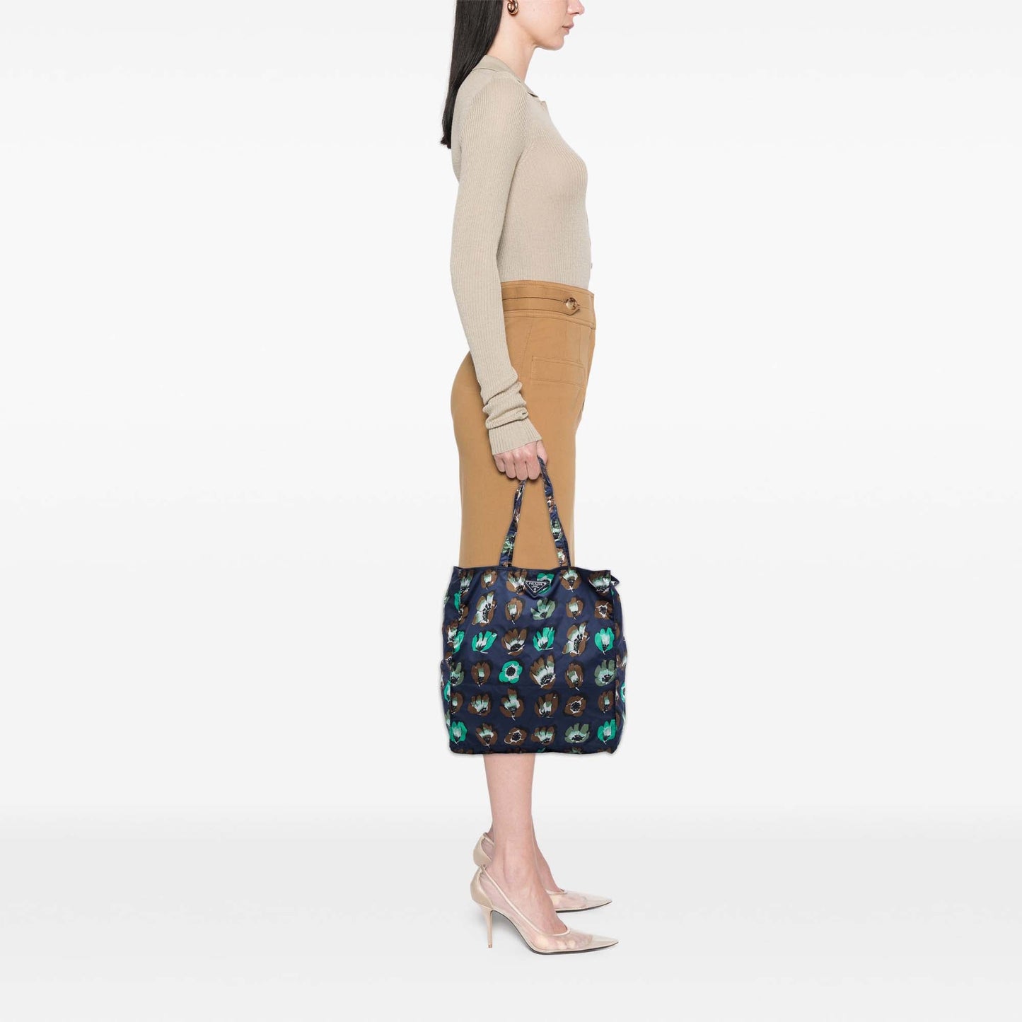 Prada Stampato Tessuto Tote