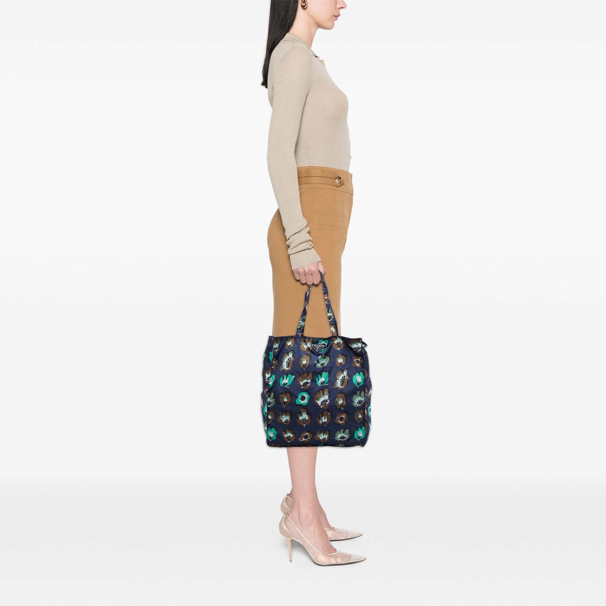Prada Stampato Tessuto Tote