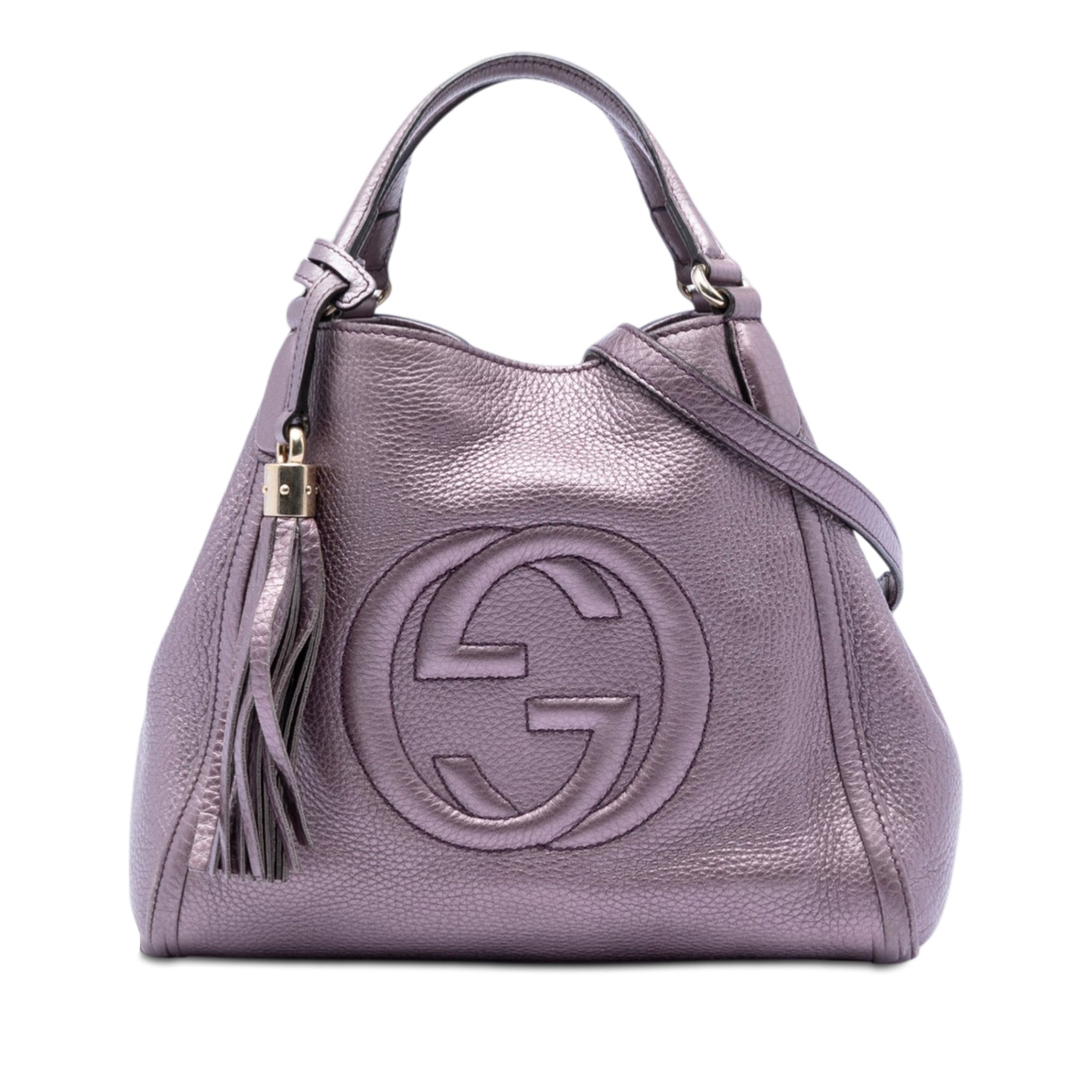 Small Metallic Leather Soho Satchel