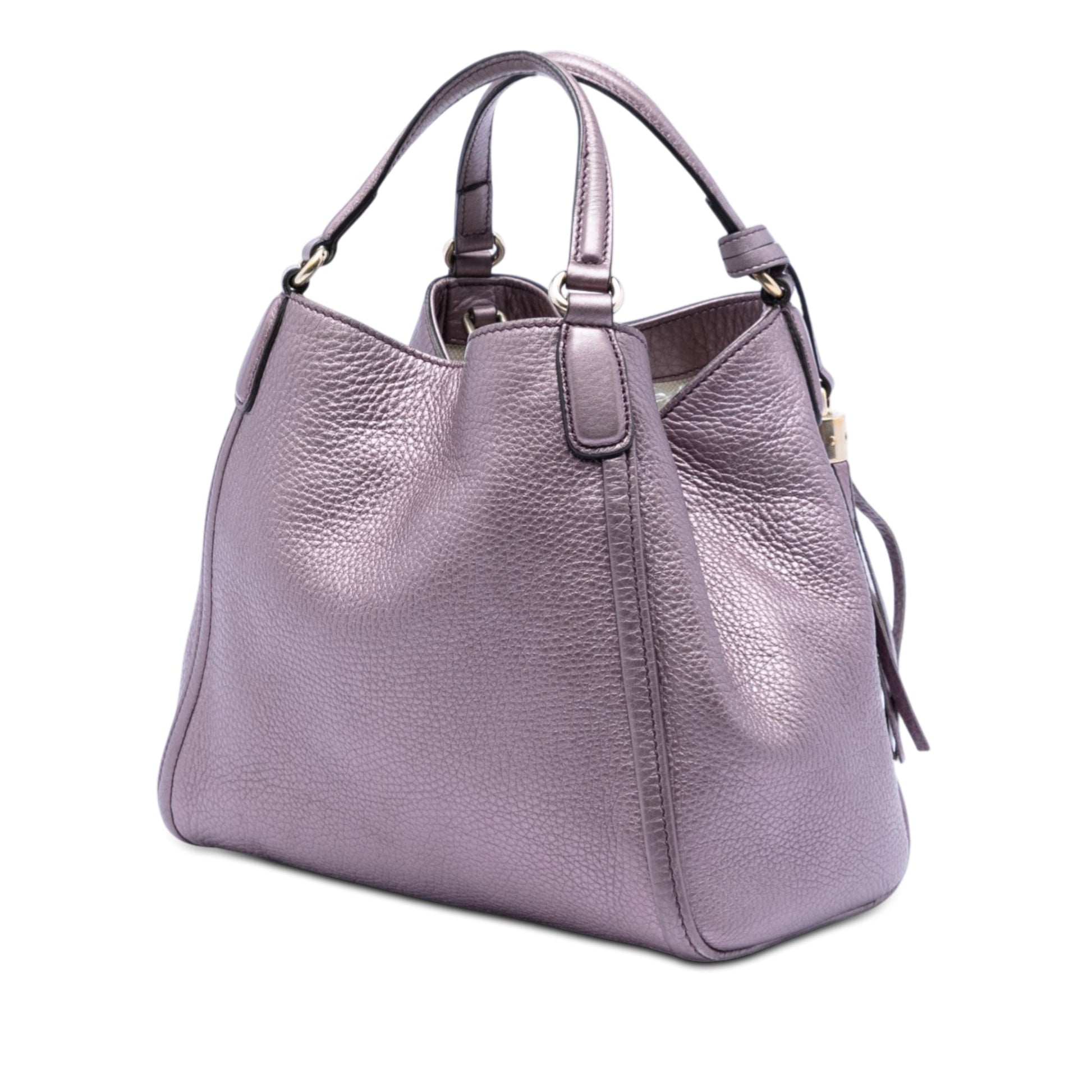 Small Metallic Leather Soho Satchel