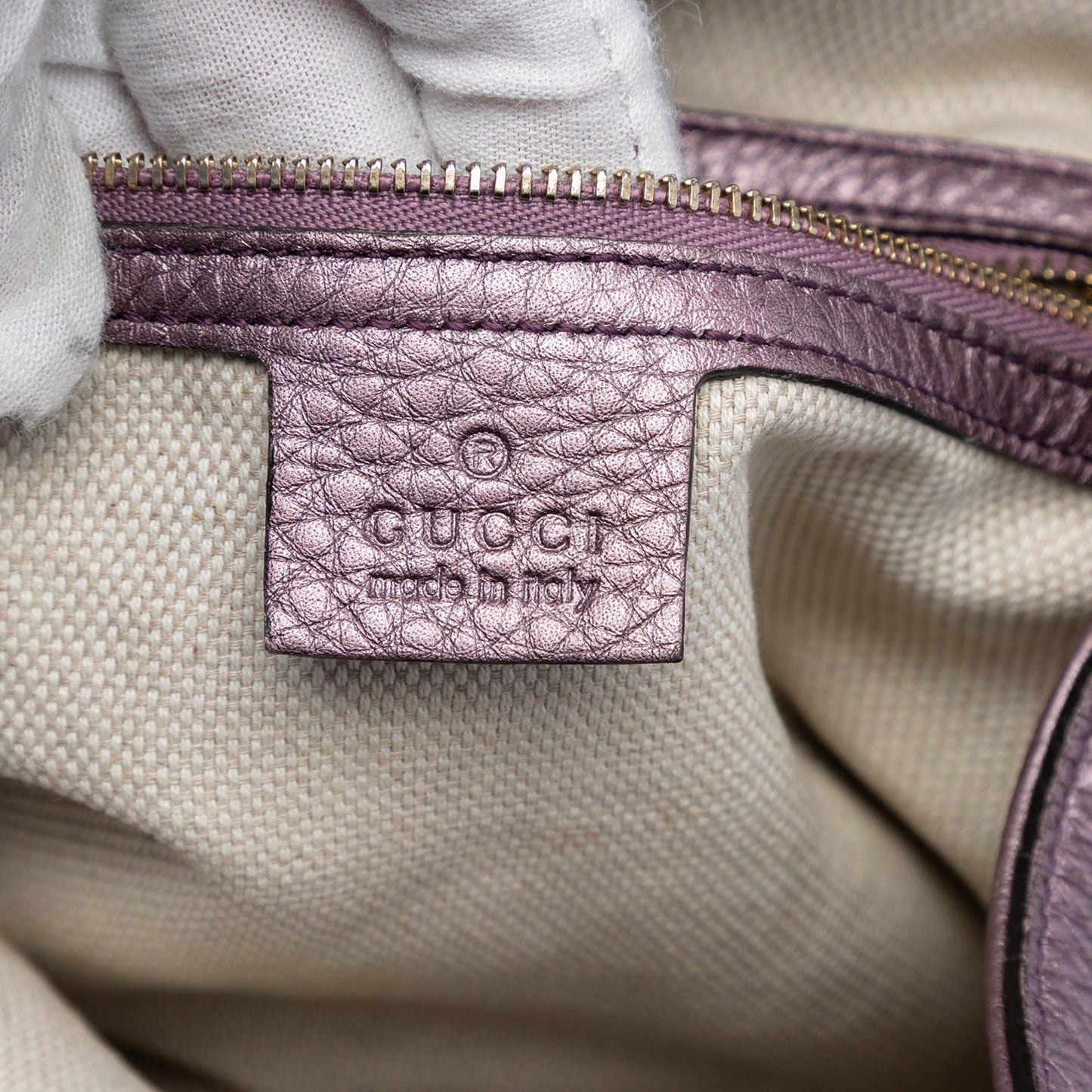 Small Metallic Leather Soho Satchel