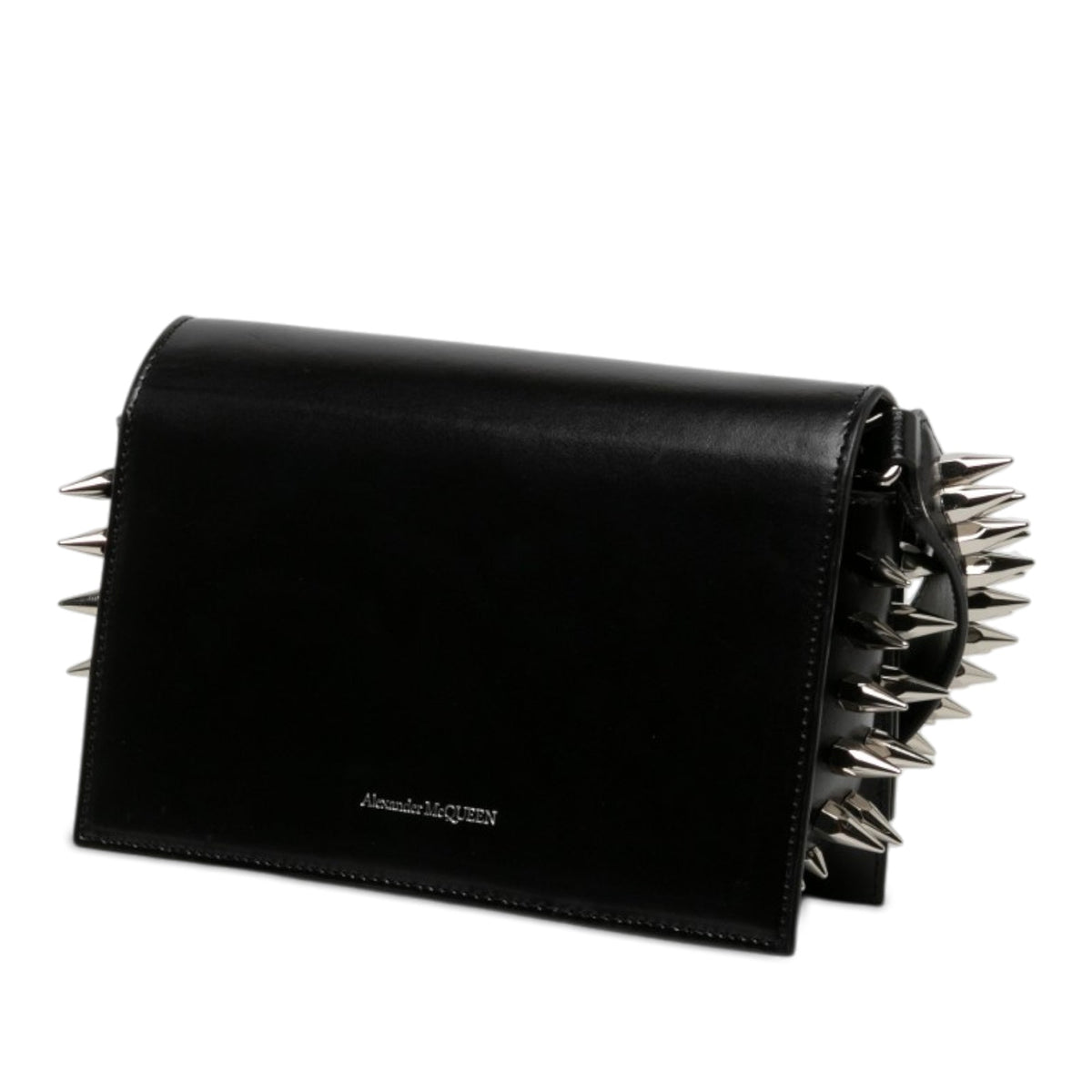 Alexander McQueen Small Smooth Calfskin Skull Biker Crossbody — Black