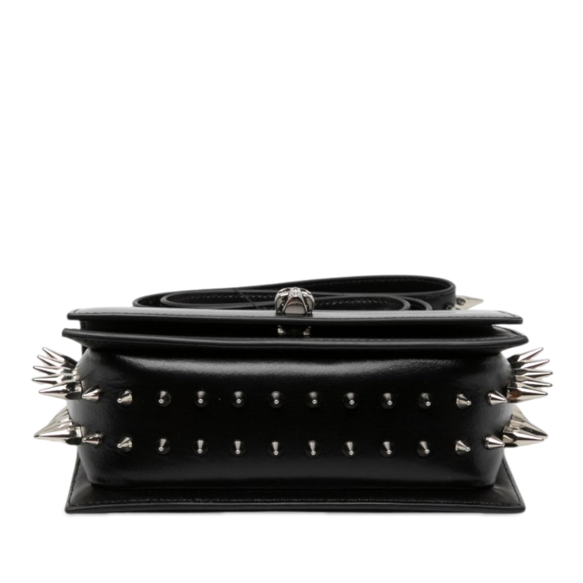Alexander McQueen Small Smooth Calfskin Skull Biker Crossbody — Black