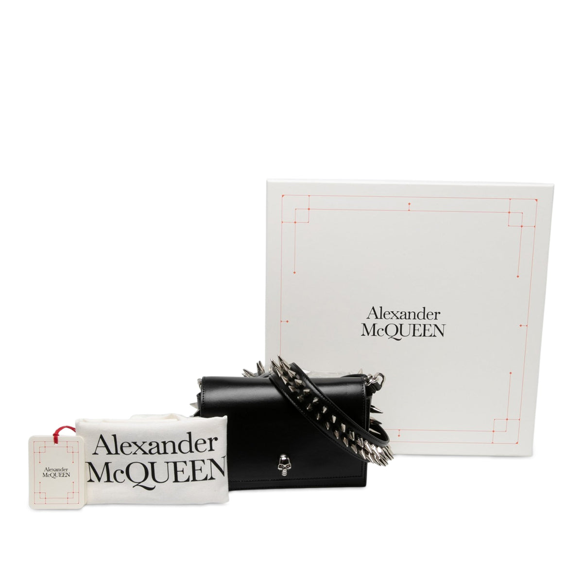 Alexander McQueen Small Smooth Calfskin Skull Biker Crossbody — Black