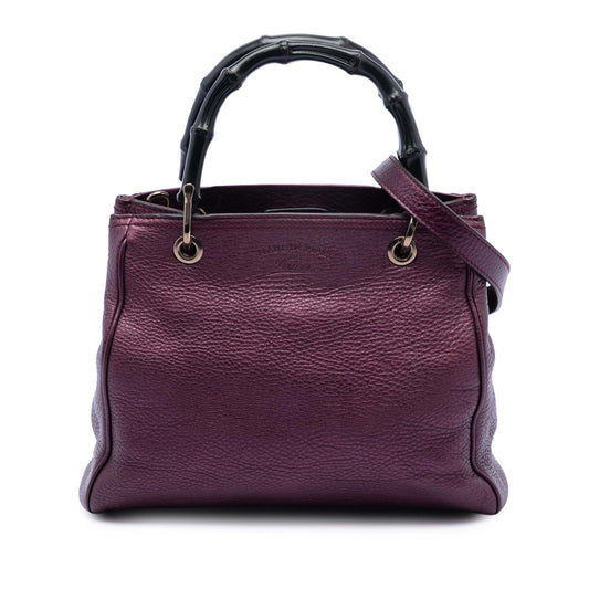 Gucci Small Metallic Calfskin Bamboo Shopper Satchel