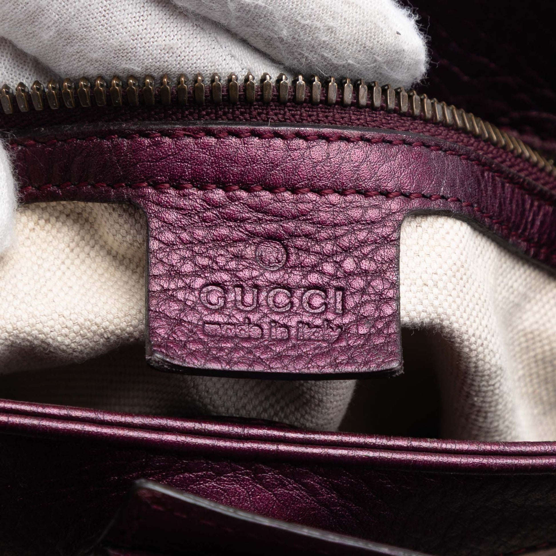 Gucci Small Metallic Calfskin Bamboo Shopper Satchel