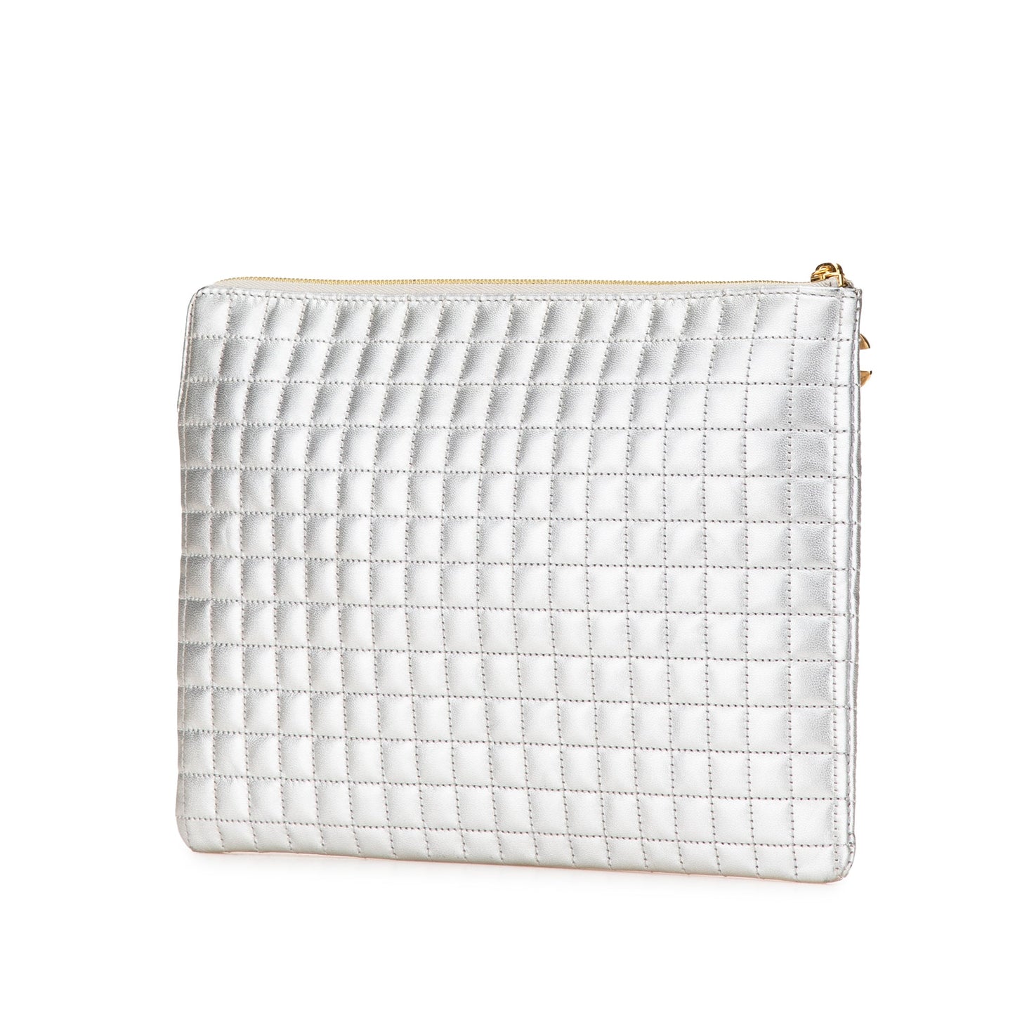 Celine Quilted Metallic Calfskin C Charm Pouch