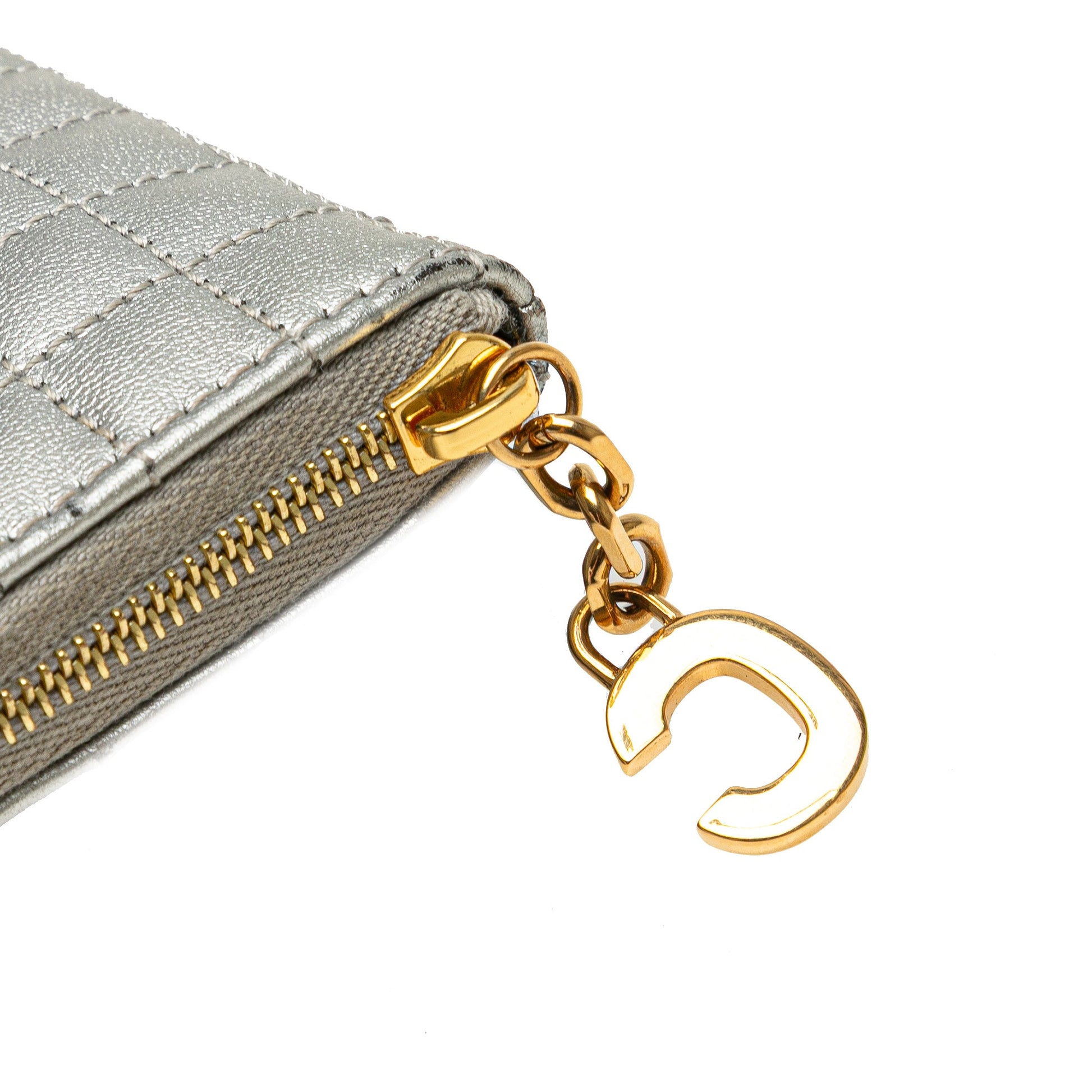 Celine Quilted Metallic Calfskin C Charm Pouch