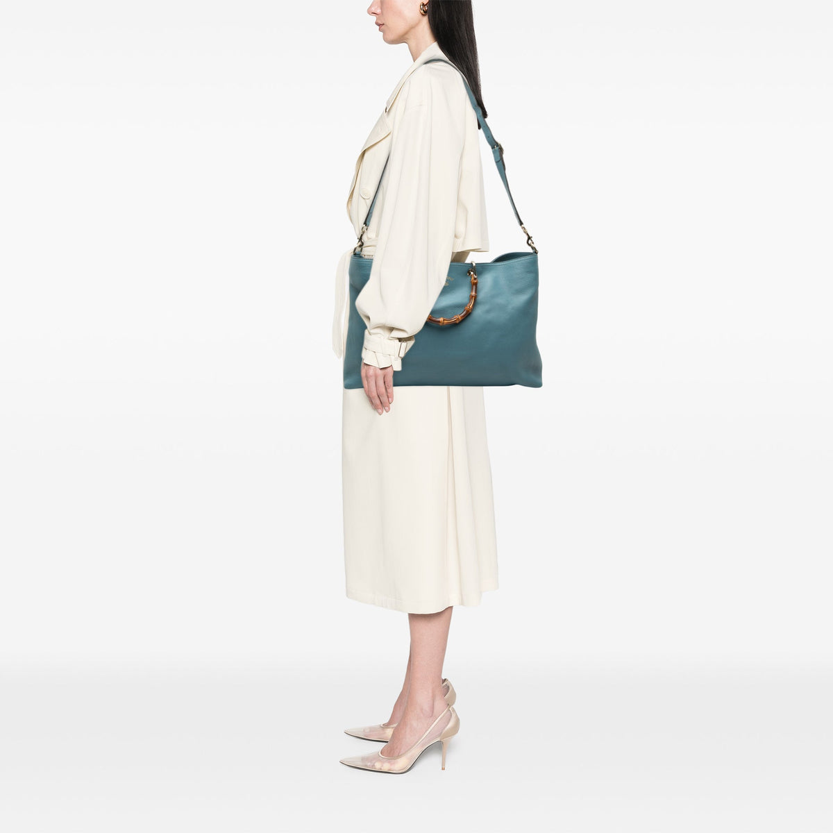 Gucci Large Calfskin Bamboo Shopper Satchel