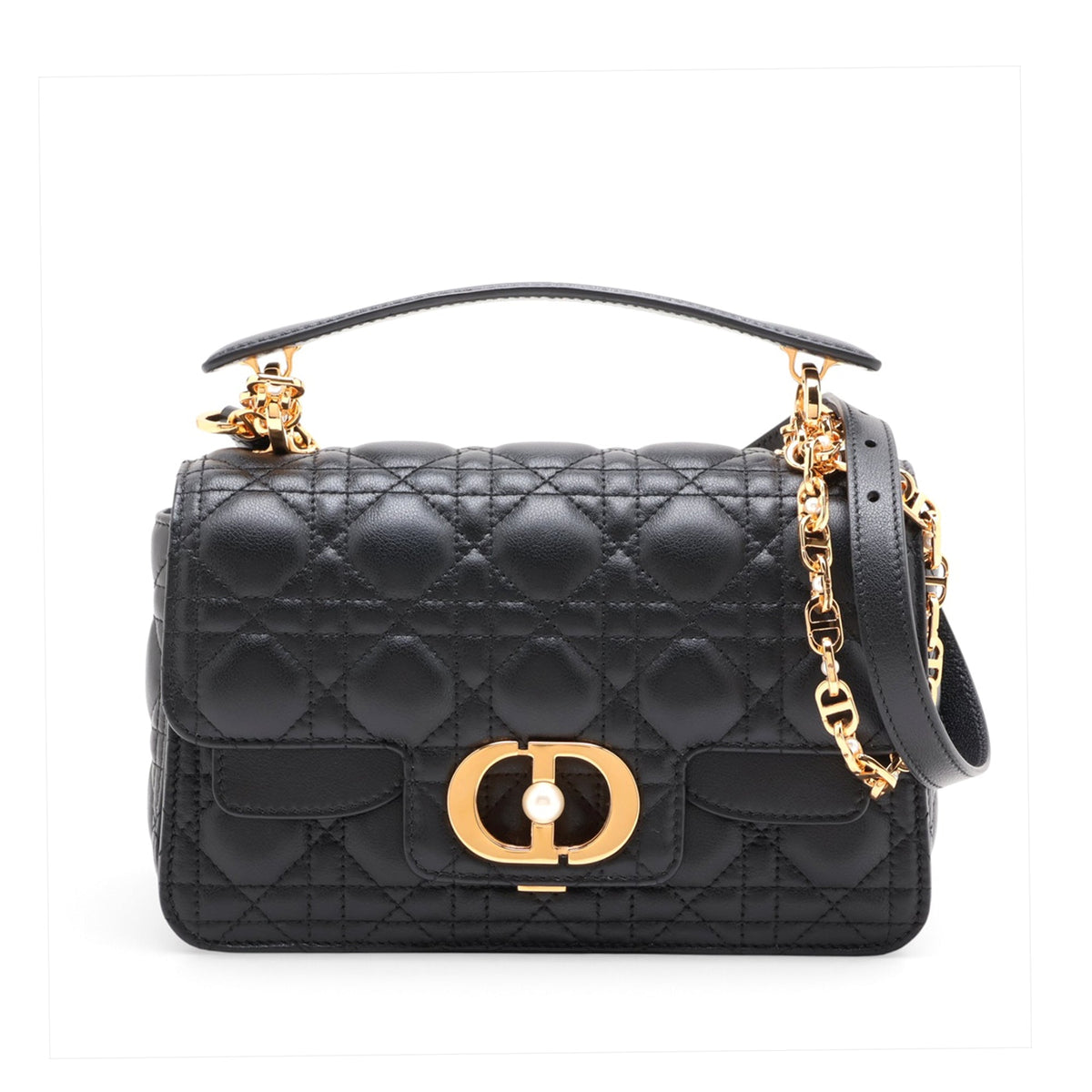 Dior Lambskin Cannage Jolie Satchel — Black