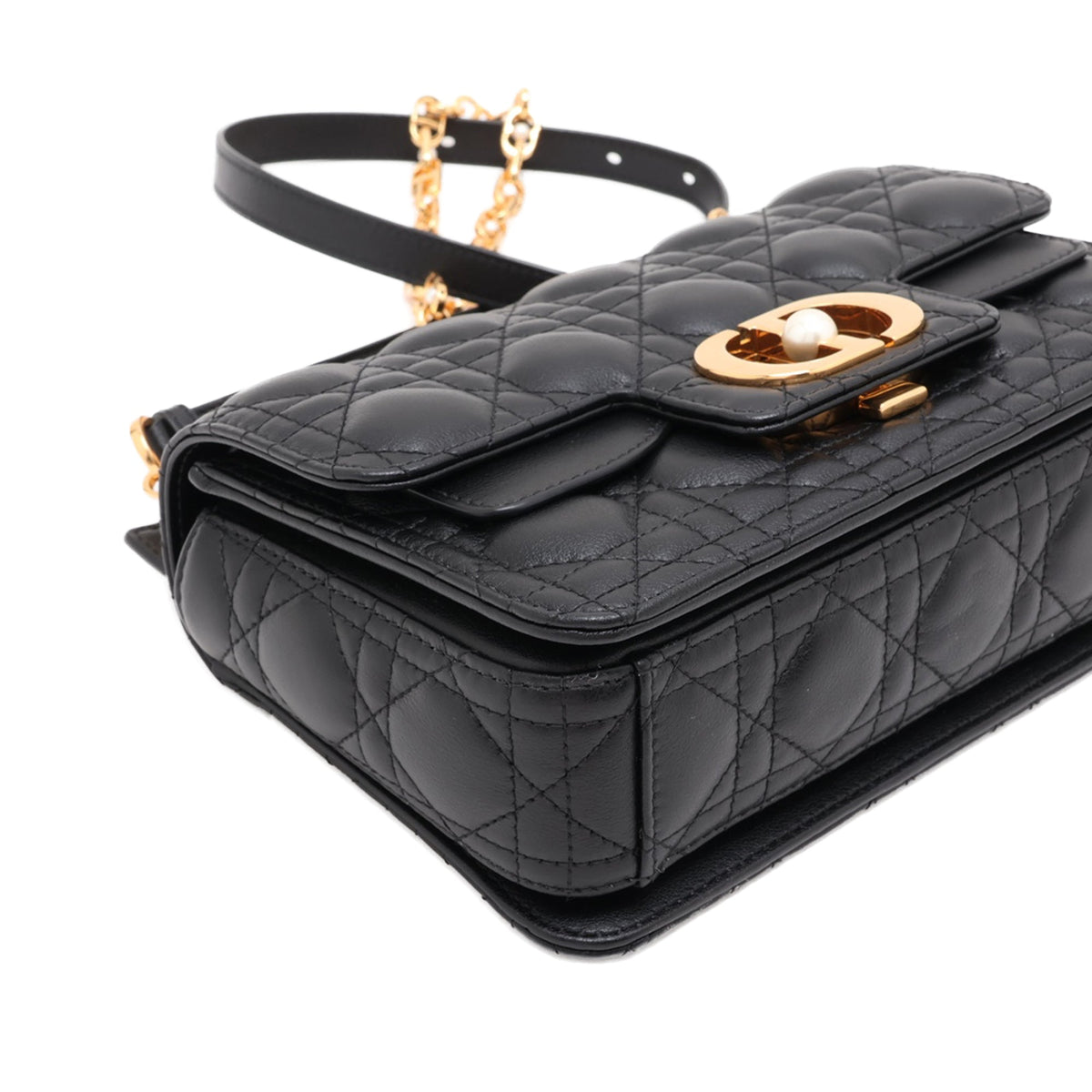 Dior Lambskin Cannage Jolie Satchel — Black