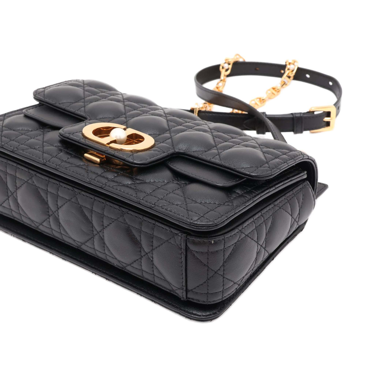 Dior Lambskin Cannage Jolie Satchel — Black