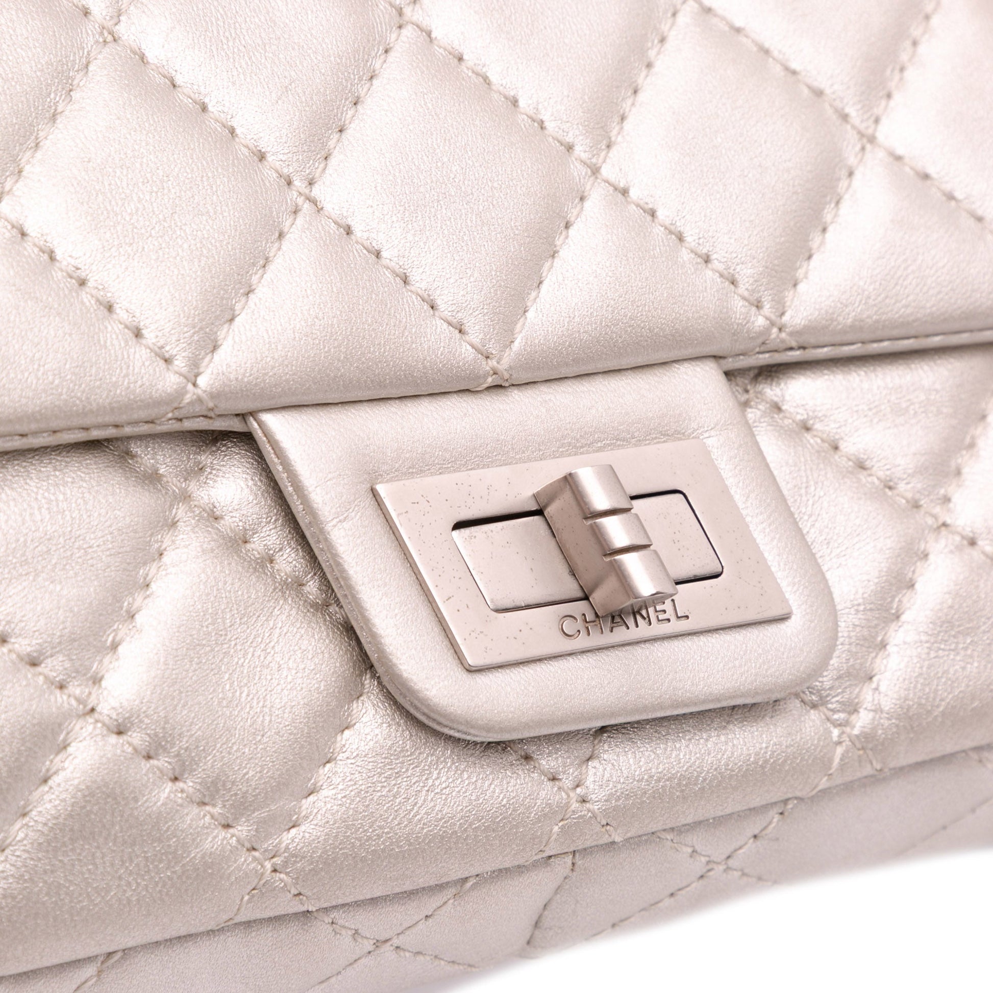 Chanel Reissue 2.55 Metallic Lambskin Clutch With Chain